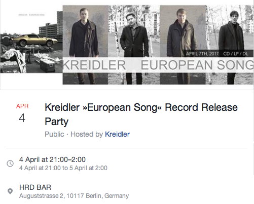 KREIDLER EUROPEAN SONG HRD Bar record release party
