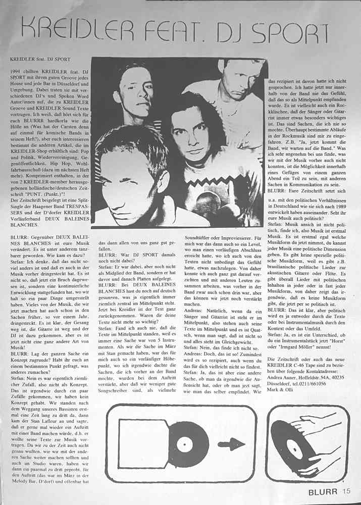 Kreidler interview in magazine blurr